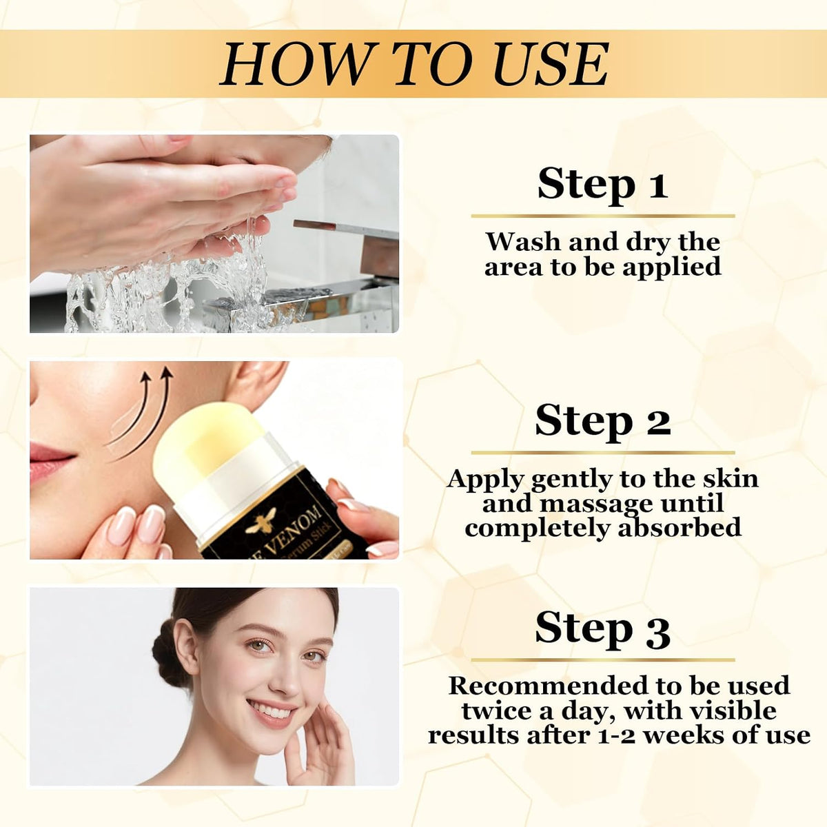 Bee Venom Cream Stick, 2 Pack Bee Venom Firming Stick Laugh Lines and anti Wrinkle, Firming Serum Stick for Face Lift and Neck Visibly Tighten, Reduces Blemishes