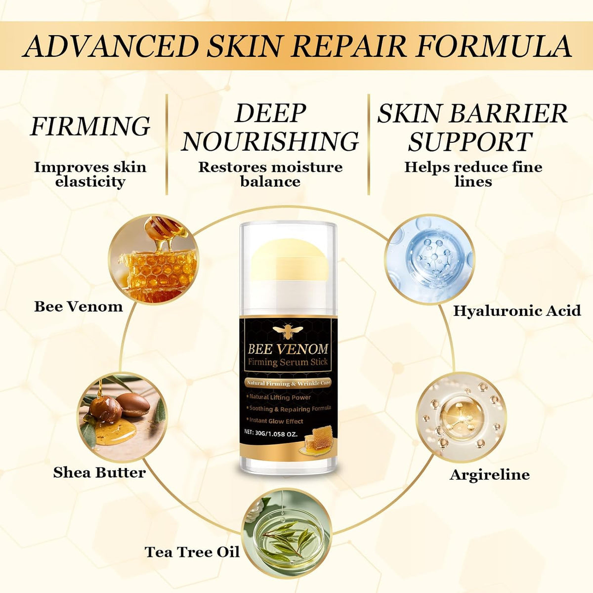 Bee Venom Cream Stick, 2 Pack Bee Venom Firming Stick Laugh Lines and anti Wrinkle, Firming Serum Stick for Face Lift and Neck Visibly Tighten, Reduces Blemishes