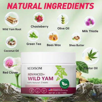 Wild Yam Cream for Skin Rejuvenation - Natural Formula with Wild Yam Root, Organic Wild Yam Cream for Softens and Moisturizes - Fast Absorbing, Non-Greasy, 4Oz