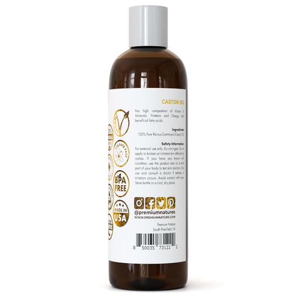 Castor Oil Pure Carrier Oil - Cold Pressed Castor Oil for Essential Oils Mixing Natural Skin Moisturizer Body & Face, Eyelash Caster Oil, Eyelashes Eyebrows Lash & Hair Growth Serum 4 Oz