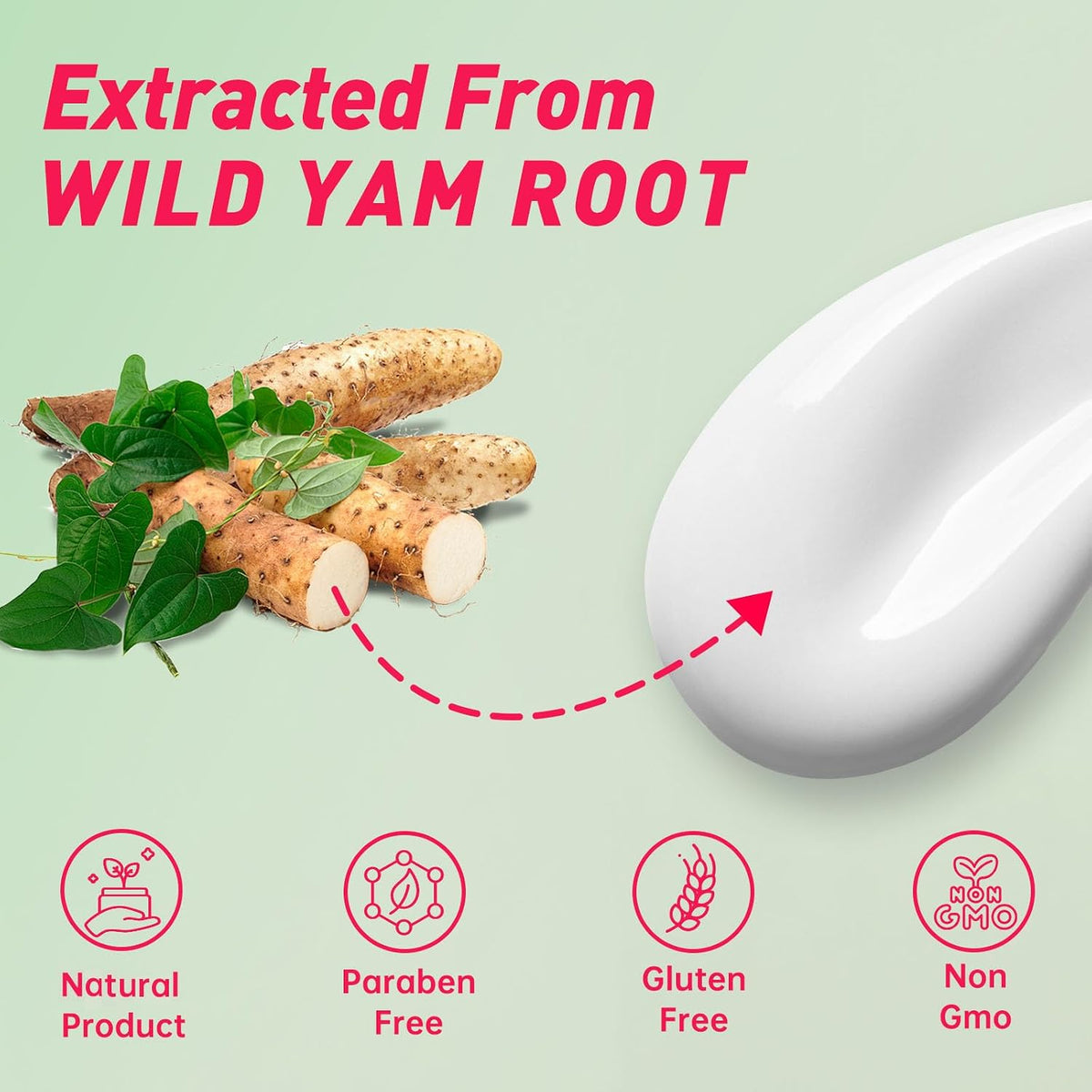 Wild Yam Cream for Skin Rejuvenation - Natural Formula with Wild Yam Root, Organic Wild Yam Cream for Softens and Moisturizes - Fast Absorbing, Non-Greasy, 4Oz
